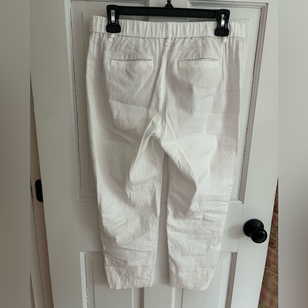 J Jill White stretch linen cropped pants - Picture 2 of 3